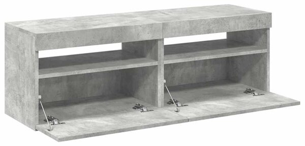 2 db betonszürke TV-szekrény LED-lámpákkal 60 x 35 x 40 cm