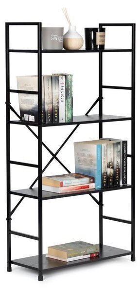 Intenso Home 4 szintes nyitott könyvespolc 59 x 112cm (Fekete) | Univerzális tároló állvány fém lábakkal