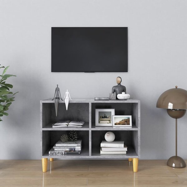 Betonszürke TV-szekrény tömör falábakkal 69,5 x 30 x 50 cm