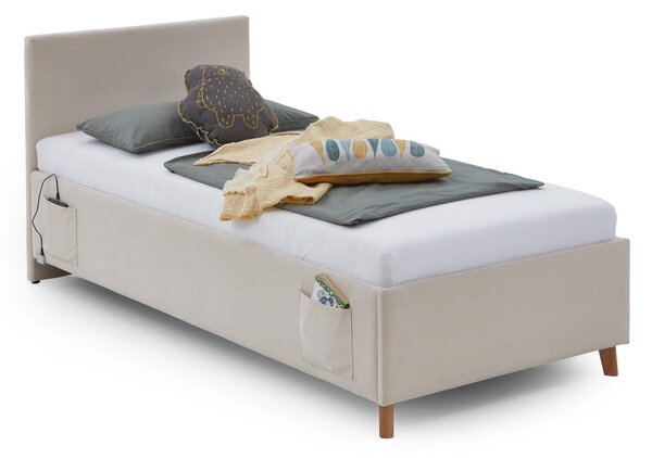 Bézs kárpitozott ágyneműtartós gyerekágy ágyráccsal 90x200 cm Cool – Meise Möbel