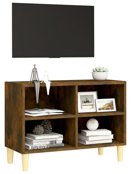 Füstös tölgy színű TV-szekrény tömör falábakkal 69,5x30x50 cm
