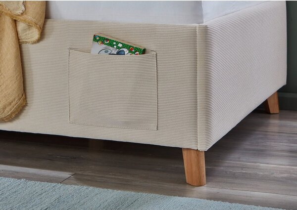 Bézs kárpitozott ágyneműtartós gyerekágy ágyráccsal 90x200 cm Cool – Meise Möbel