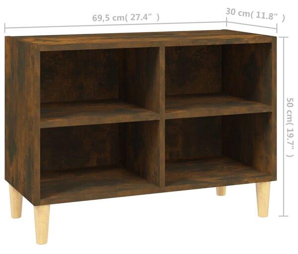 Füstös tölgy színű TV-szekrény tömör falábakkal 69,5x30x50 cm