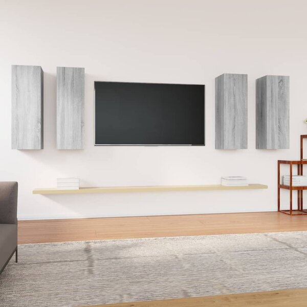 4 db szürke sonoma színű szerelt fa TV-szekrény 30,5x30x90 cm