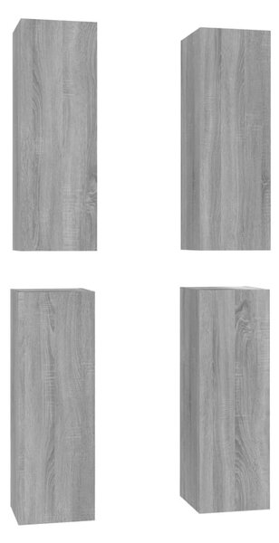4 db szürke sonoma színű szerelt fa TV-szekrény 30,5x30x90 cm