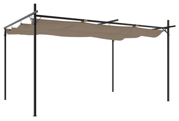VidaXL tópszínű pergola behúzható tetővel 395 x 292 x 230 cm