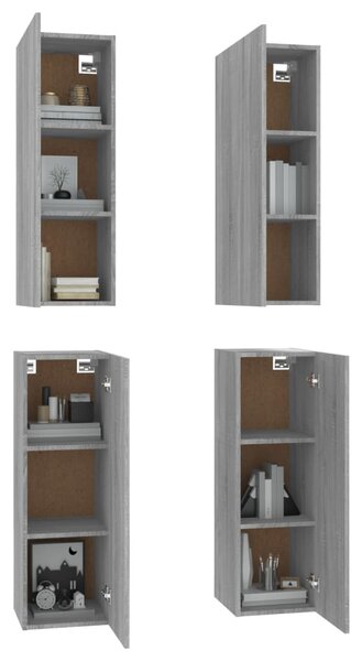 4 db szürke sonoma színű szerelt fa TV-szekrény 30,5x30x90 cm