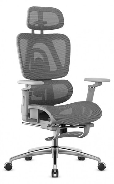 Premium Ergonomikus ortopéd irodai szék kényelmes irodai szék, állítható magasság, lábtámasz, szürke