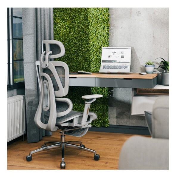 Premium Ergonomikus ortopéd irodai szék kényelmes irodai szék, állítható magasság, lábtámasz, szürke