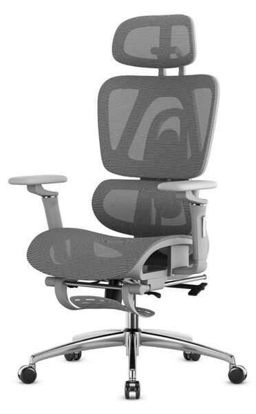 Premium Ergonomikus ortopéd irodai szék kényelmes irodai szék, állítható magasság, lábtámasz, szürke