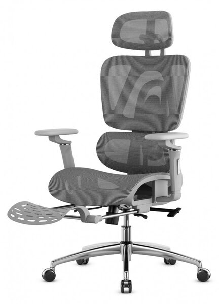 Premium Ergonomikus ortopéd irodai szék kényelmes irodai szék, állítható magasság, lábtámasz, szürke