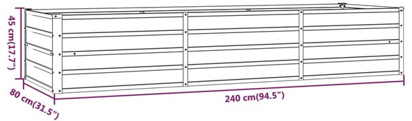 Rozsda színű corten acél kerti magaságyás 240 x 80 x 45 cm