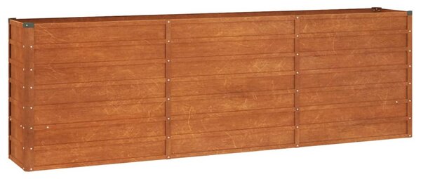 Rozsda színű corten acél kerti magaságyás 240 x 40 x 77 cm