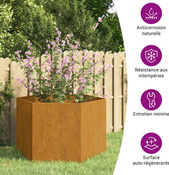 Rozsda színű corten acél növénytartó 60 x 60 x 45 cm