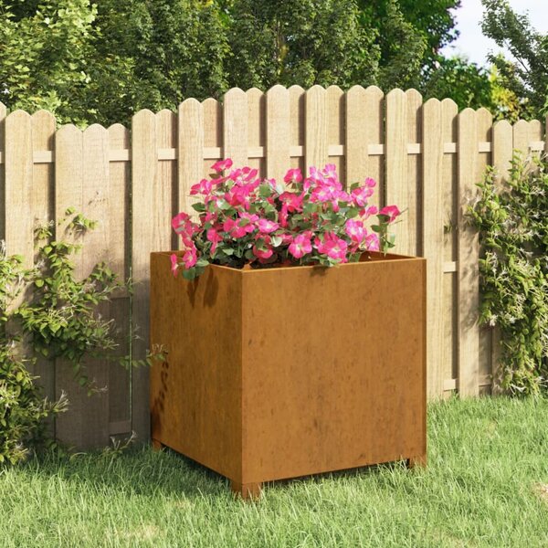 Rozsda színű corten acél növénytartó lábbal 40 x 40 x 40 cm