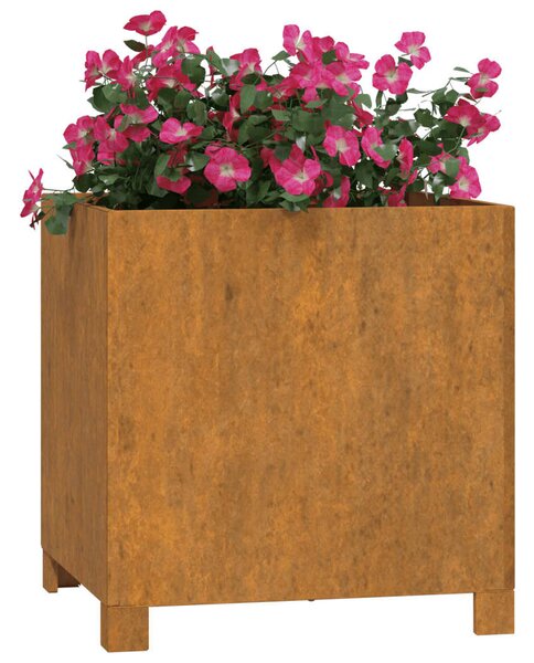 Rozsda színű corten acél növénytartó lábbal 40 x 40 x 40 cm