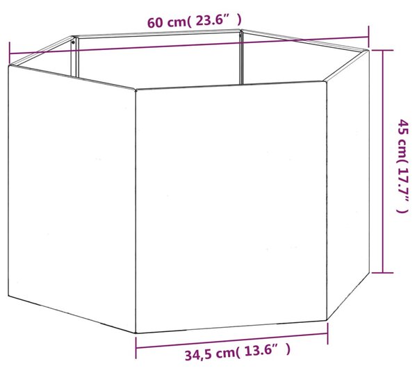Rozsda színű corten acél növénytartó 60 x 60 x 45 cm