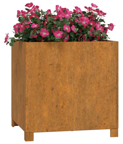 Rozsda színű corten acél növénytartó lábbal 50 x 50 x 50 cm