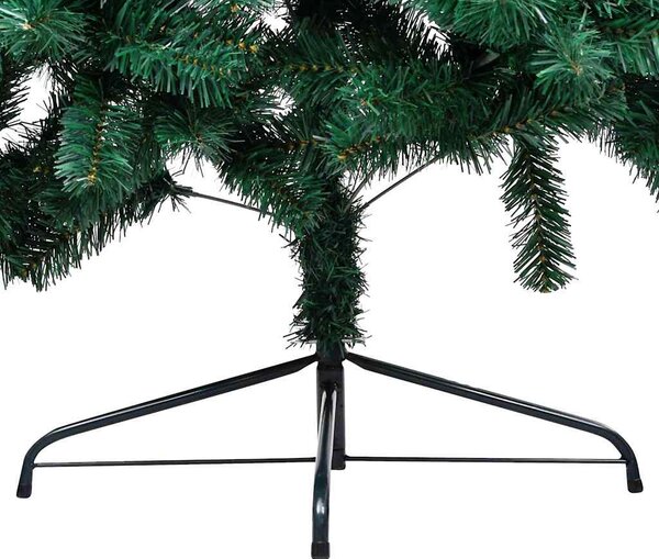Zöld megvilágított fél műkarácsonyfa gömb szettel 150 cm