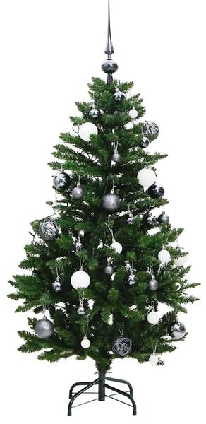 Csuklópántos műkarácsonyfa 150 LED-del és gömbökkel 150 cm