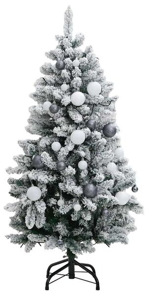 Csuklópántos műkarácsonyfa 150 LED-del és gömbökkel 120 cm