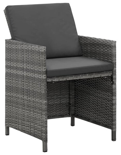 9 részes szürke polyrattan kerti étkezőgarnitúra párnákkal