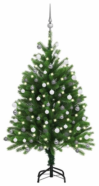 Zöld megvilágított műkarácsonyfa gömb szettel 120 cm