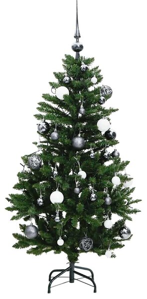 Csuklópántos műkarácsonyfa 150 LED-del és gömbökkel 120 cm