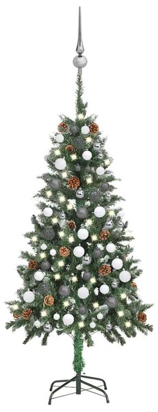 Megvilágított műkarácsonyfa gömb szettel és tobozzal 150 cm