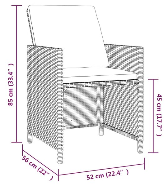 9 részes szürke polyrattan kerti étkezőgarnitúra párnákkal