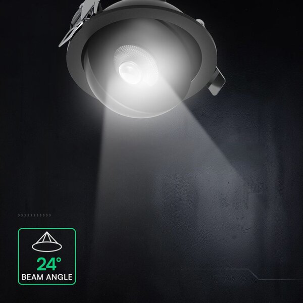 V-TAC CREE COB 12W süllyeszthető LED mélysugárzó, állítható szöggel, fekete házzal, CCT - SKU 24479