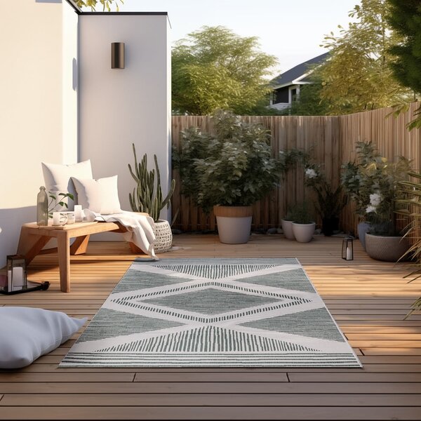 Zöld-krémszínű kültéri szőnyeg 120x170 cm Gemini – Elle Decoration