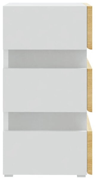 Fehér szerelt fa LED-es éjjeliszekrény 45 x 35 x 67 cm