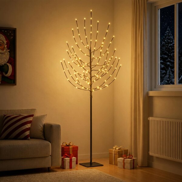 LED Karácsonyi Fenyő Fekete 20 x 20 x 180 cm Acél 160 LED