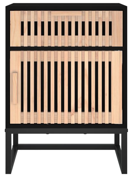 2 db fekete szerelt fa és vas éjjeliszekrény 40x30x55,5 cm
