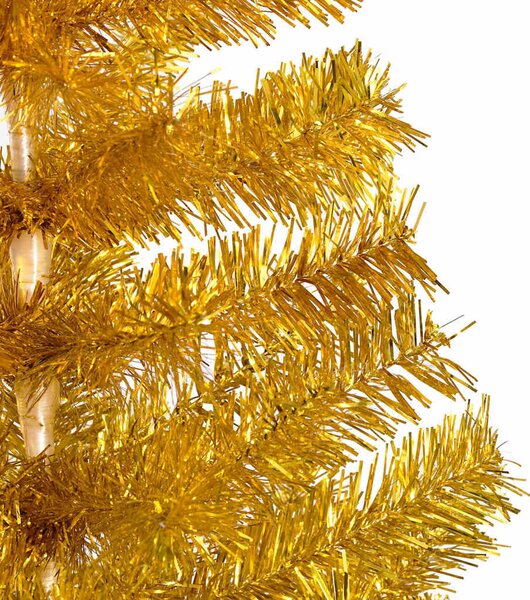 Aranyszínű PET megvilágított műkarácsonyfa gömb szettel 150 cm
