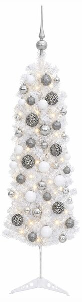 Karcsú műkarácsonyfa gömbökkel 150 cm 150 LED Meleg fehér