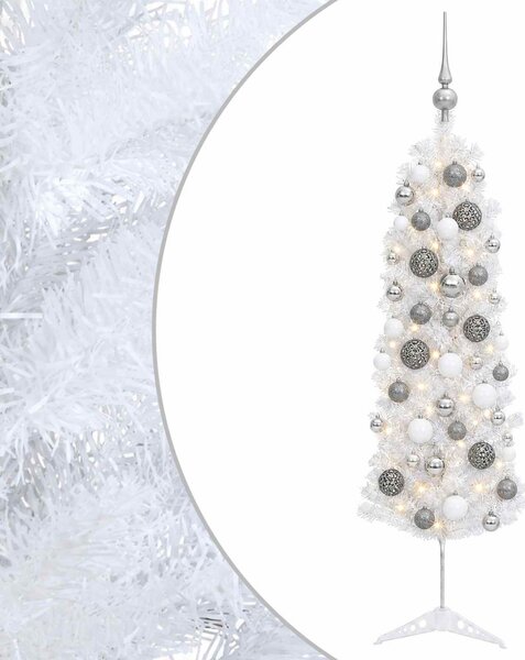 Karcsú műkarácsonyfa gömbökkel 150 cm 150 LED Meleg fehér