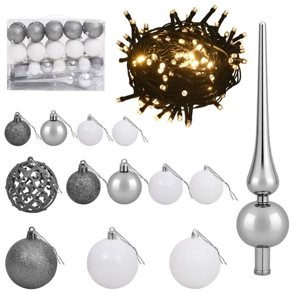 Karcsú műkarácsonyfa gömbökkel 120 cm 150 LED Meleg fehér