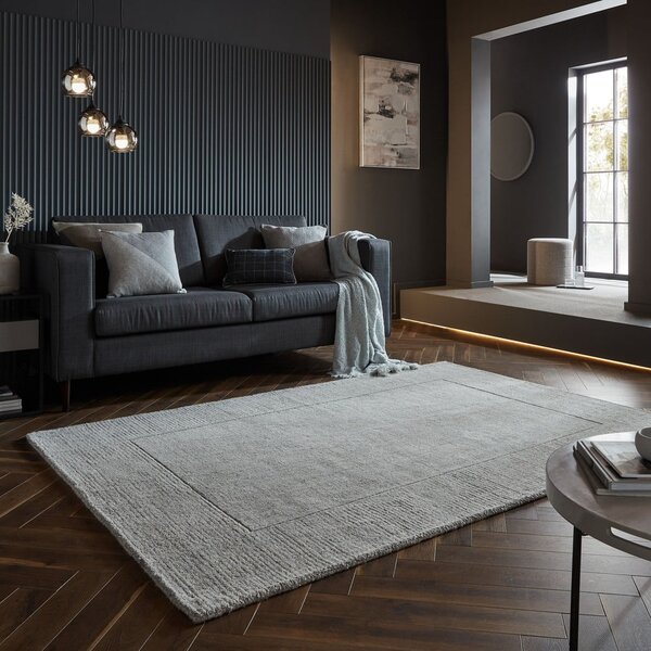 Szürkésbézs kézi szövésű gyapjú szőnyeg 120x170 cm Border – Flair Rugs