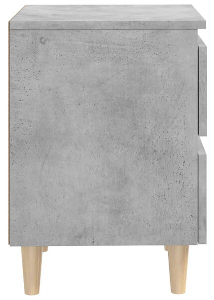 2 db betonszürke éjjeliszekrény tömör fenyő lábakkal 40x35x50cm