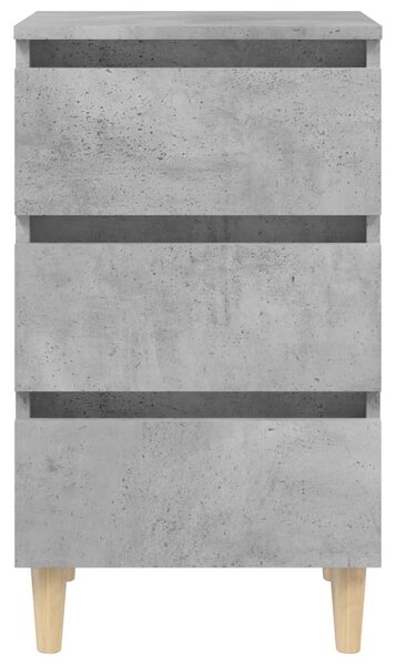 Betonszürke éjjeliszekrény tömör fa lábakkal 40 x 35 x 69 cm