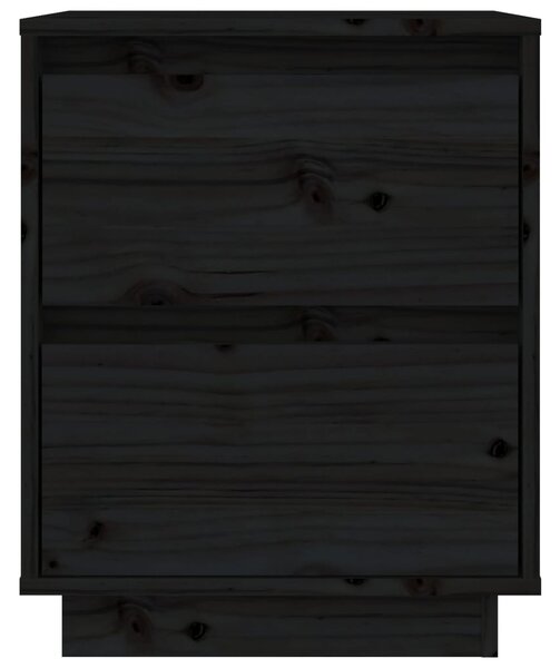 2 db fekete tömör fenyőfa éjjeliszekrény 40 x 35 x 50 cm