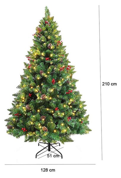 LED-es műfenyő több típusban, melegfehér-320 LED-es, 210 cm