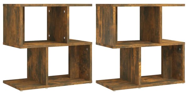 2 db füstös tölgy színű szerelt fa éjjeliszekrény 50x30x51,5 cm