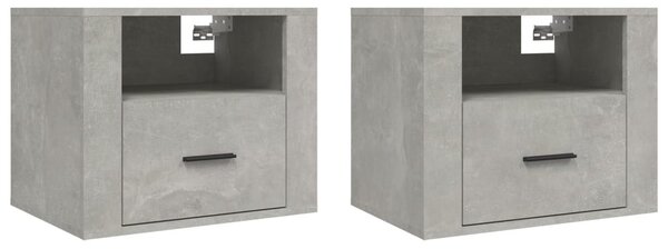 2 db betonszürke falra szerelhető éjjeliszekrény 50x36x40 cm