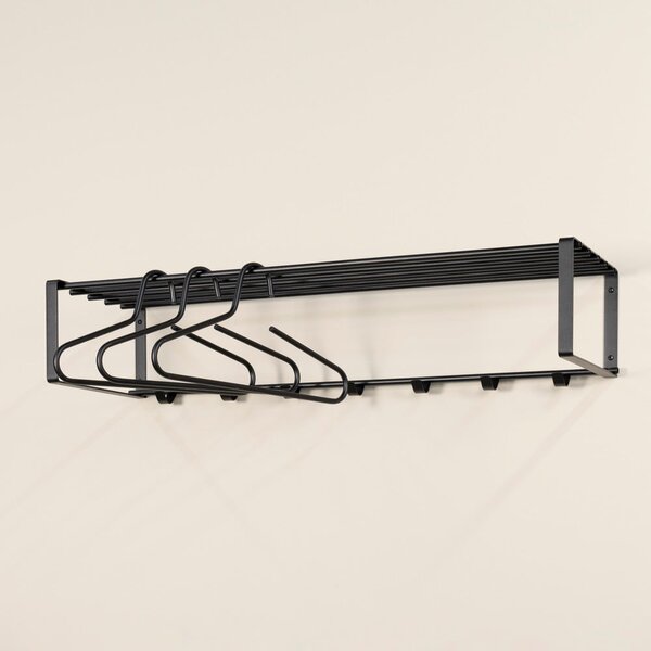 Fekete fém fali fogas polccal 100 cm Rex – Spinder Design