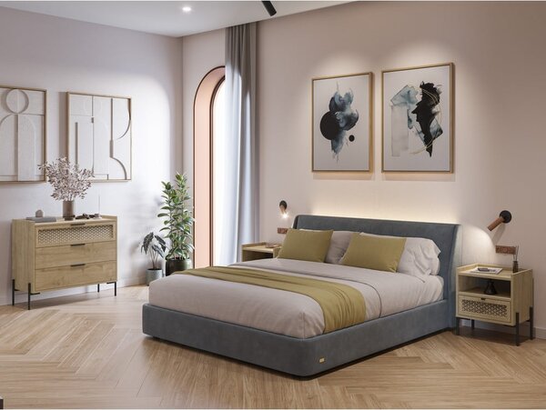 Natúr színű alacsony komód tölgyfa dekorral 90x80 cm Inca – Marckeric