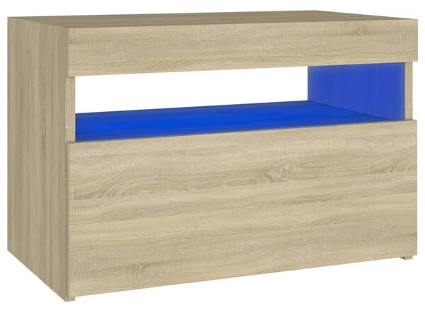 Sonoma tölgyszínű éjjeliszekrény LED-lámpákkal 60x35x40 cm