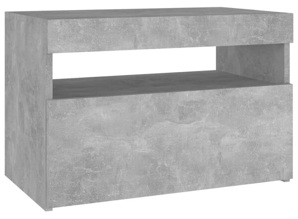 Betonszürke éjjeliszekrény LED-lámpákkal 60 x 35 x 40 cm